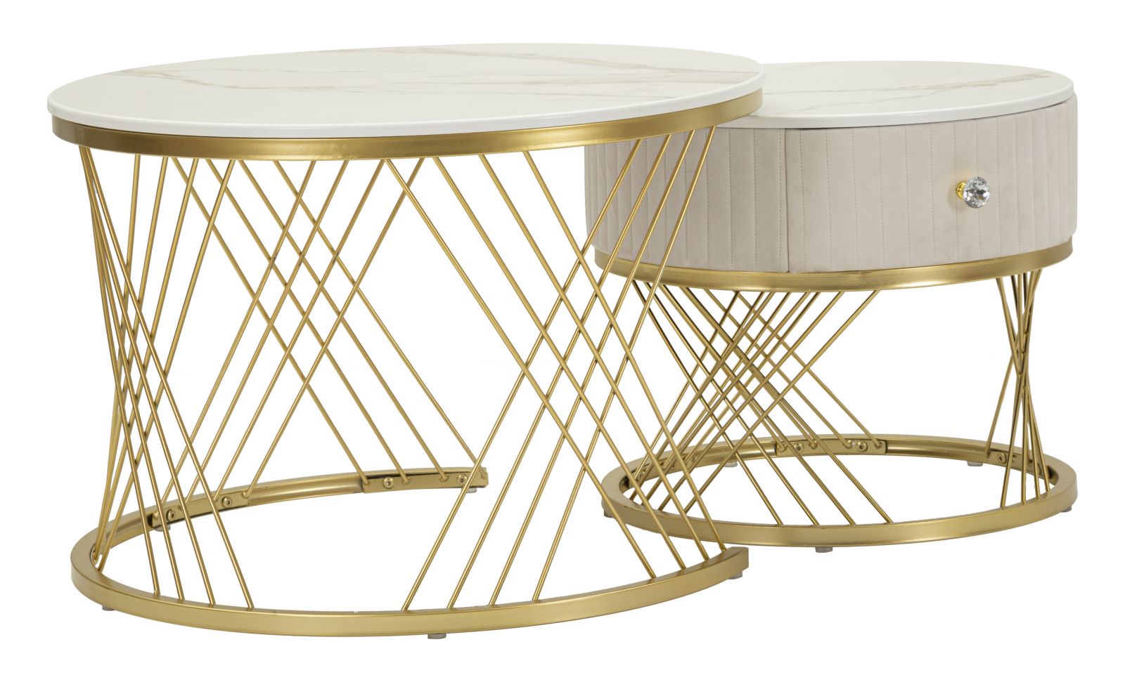 Modern dohányzóasztal lerakóasztallal Beige Doré – krém és arany Modern lerakóasztal Mauro Ferretti