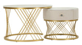Modern dohányzóasztal lerakóasztallal Beige Doré – krém és arany Modern lerakóasztal Mauro Ferretti
