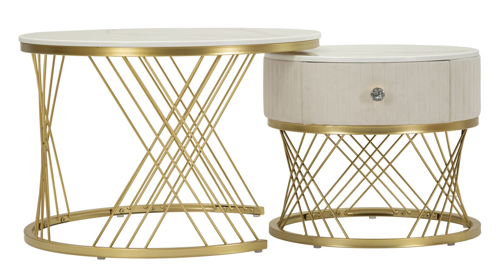 Modern dohányzóasztal lerakóasztallal Beige Doré – krém és arany Modern lerakóasztal Mauro Ferretti