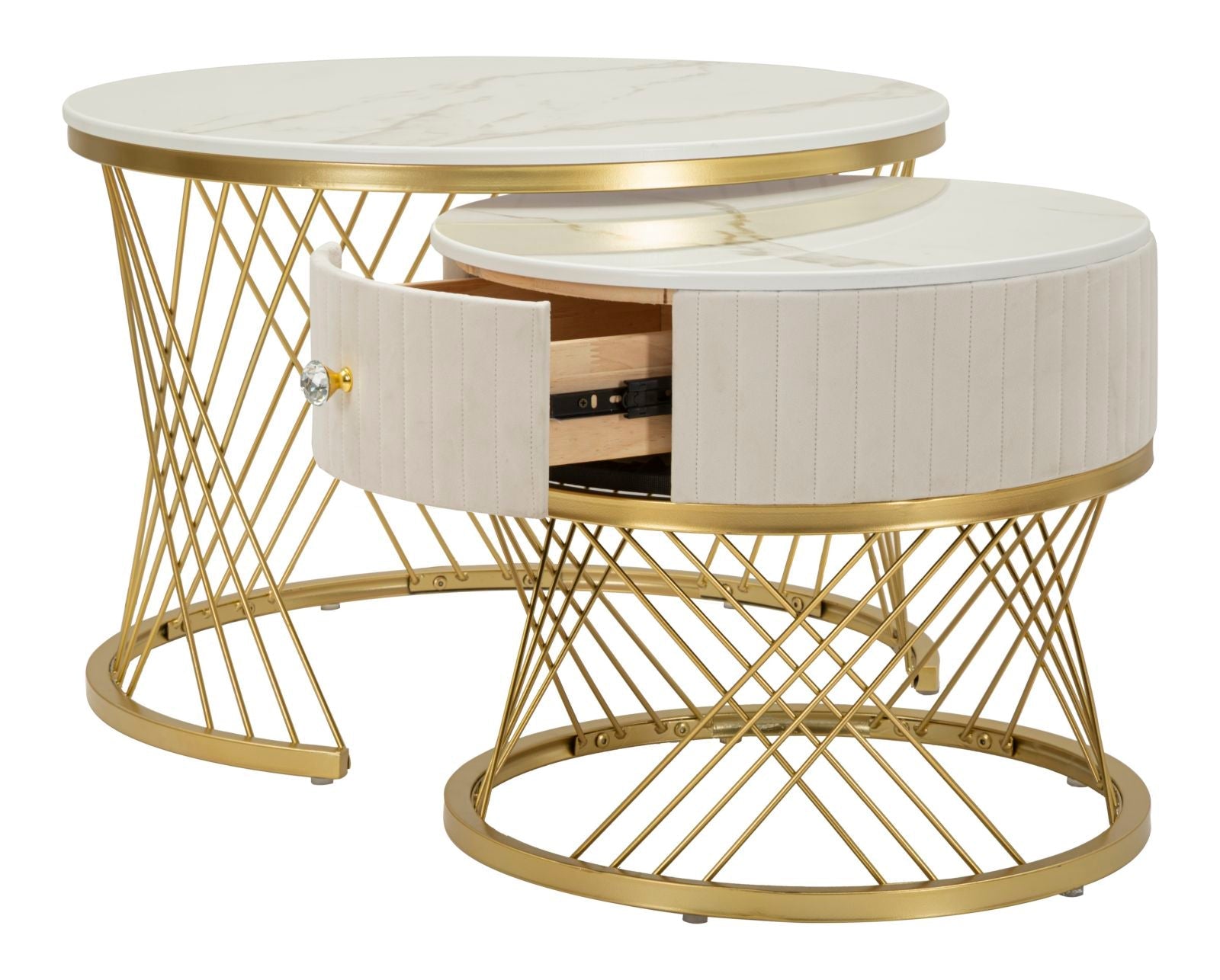 Modern dohányzóasztal lerakóasztallal Beige Doré – krém és arany Modern lerakóasztal Mauro Ferretti