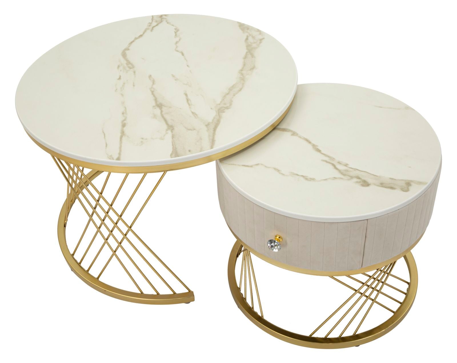 Modern dohányzóasztal lerakóasztallal Beige Doré – krém és arany Modern lerakóasztal Mauro Ferretti