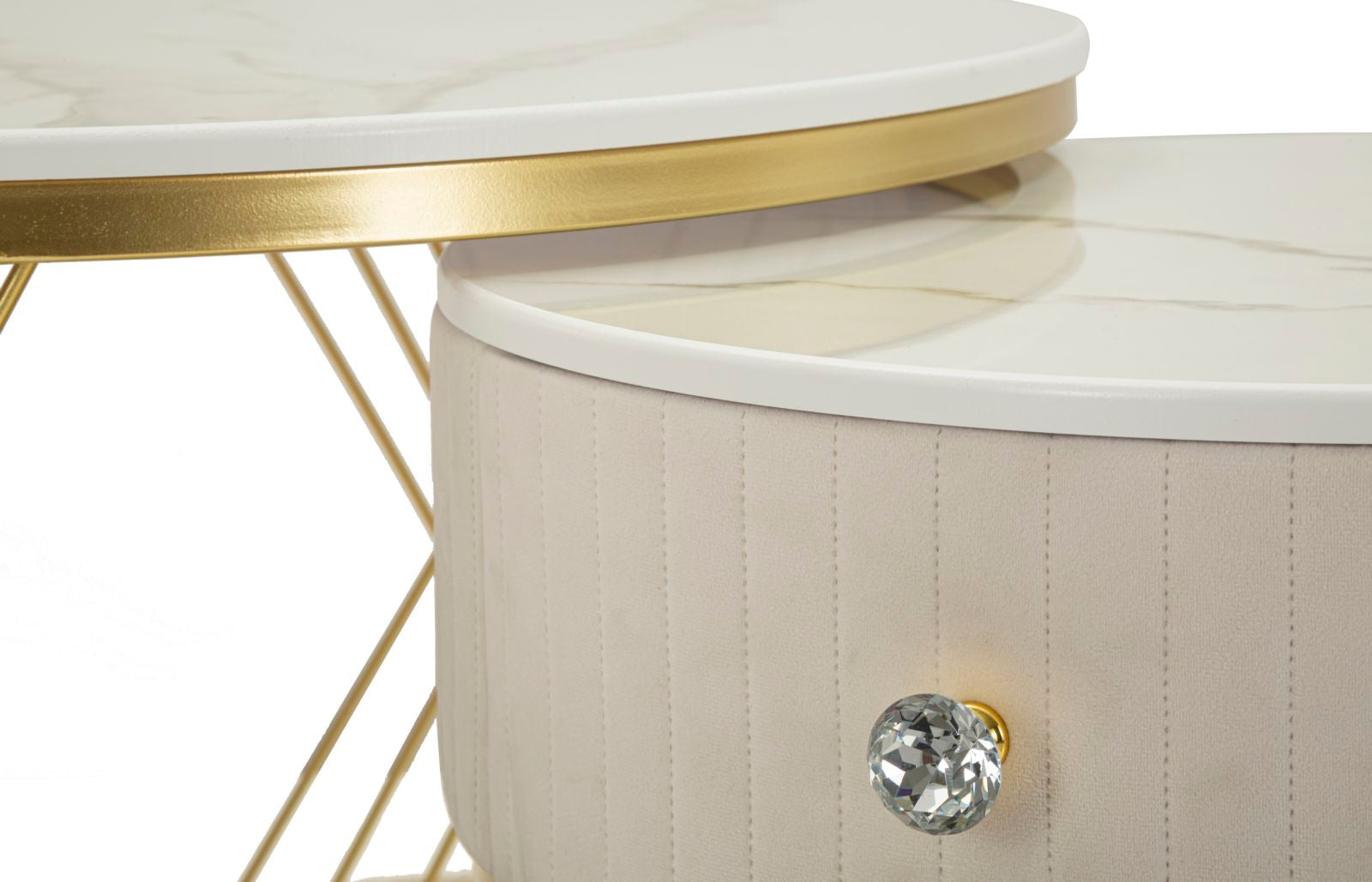 Modern dohányzóasztal lerakóasztallal Beige Doré – krém és arany Modern lerakóasztal Mauro Ferretti
