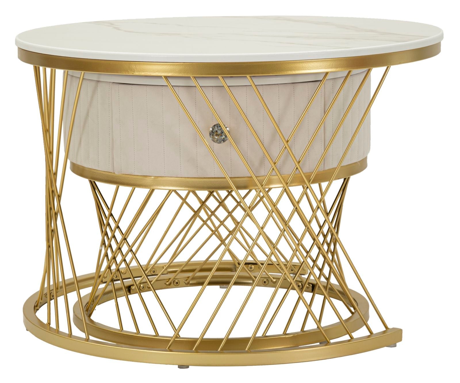 Modern dohányzóasztal lerakóasztallal Beige Doré – krém és arany Modern lerakóasztal Mauro Ferretti