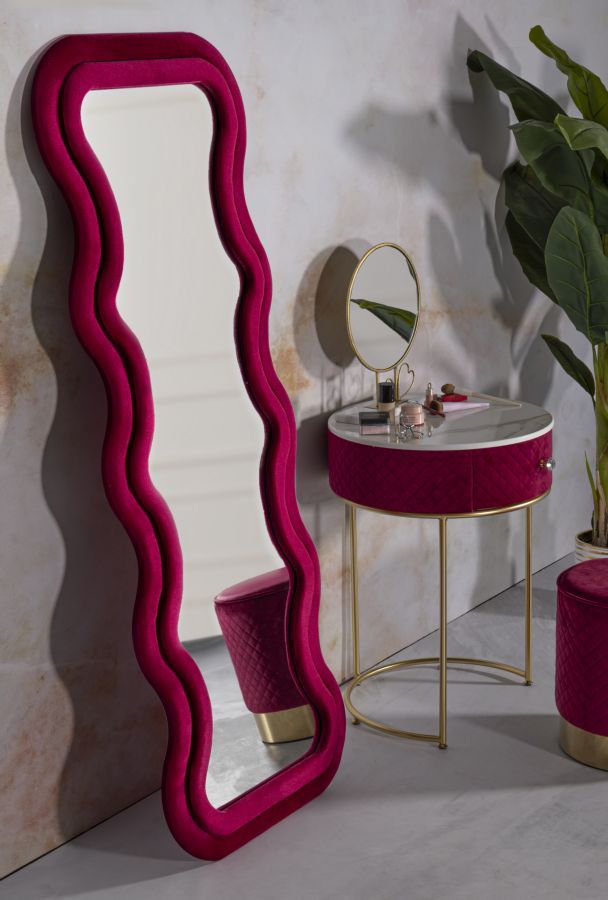 Modern fali tükör EMILY bársony FUCHSIA 60X6X160 ( belső tükör mérete 42X144) cm Fali tükör Mauro Ferretti