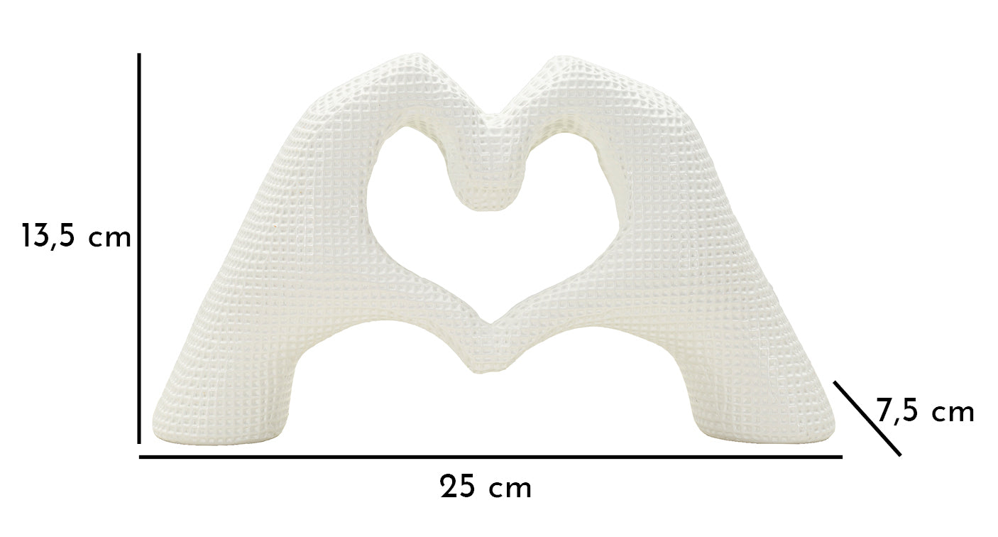 Modern fehérckéz szobor szív formában 25X7,5X13,5 cm Dekorációs figura Mauro Ferretti