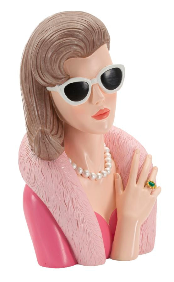 Vivienne Glam rózsaszín modern női mellszobor 18X12X28 cm Dekorációs figura Mauro Ferretti