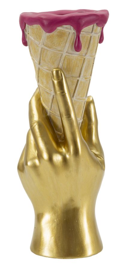 Golden Cone design váza – arany kéz fagyitölcsérrel 12,5X11X31 cm Dekorációs figura Mauro Ferretti
