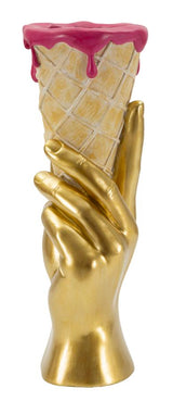 Golden Cone design váza – arany kéz fagyitölcsérrel 12,5X11X31 cm Dekorációs figura Mauro Ferretti