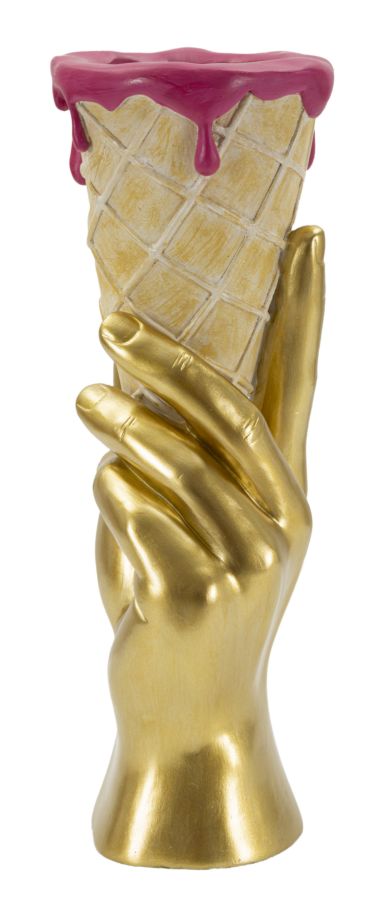 Golden Cone design váza – arany kéz fagyitölcsérrel 12,5X11X31 cm Dekorációs figura Mauro Ferretti