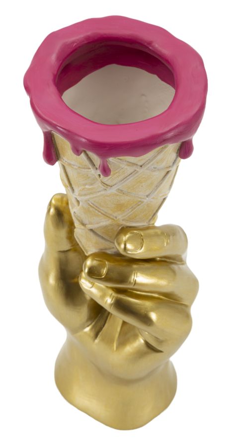 Golden Cone design váza – arany kéz fagyitölcsérrel 12,5X11X31 cm Dekorációs figura Mauro Ferretti