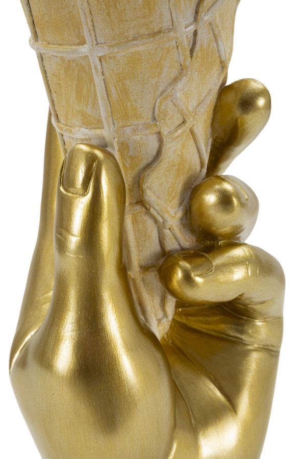 Golden Cone design váza – arany kéz fagyitölcsérrel 12,5X11X31 cm Dekorációs figura Mauro Ferretti