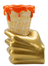 Golden Cone design váza – arany kéz fagyitölcsér narancs mázzal 18X16X26 cm Dekorációs figura Mauro Ferretti