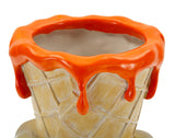 Golden Cone design váza – arany kéz fagyitölcsér narancs mázzal 18X16X26 cm Dekorációs figura Mauro Ferretti