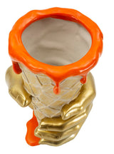 Golden Cone design váza – arany kéz fagyitölcsér narancs mázzal 18X16X26 cm Dekorációs figura Mauro Ferretti