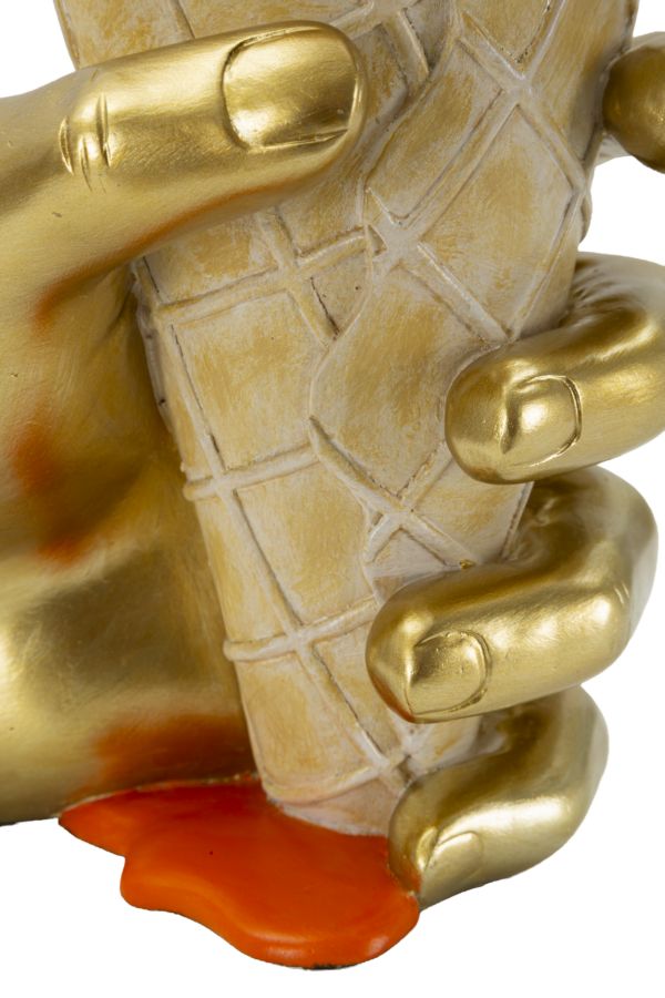 Golden Cone design váza – arany kéz fagyitölcsér narancs mázzal 18X16X26 cm Dekorációs figura Mauro Ferretti