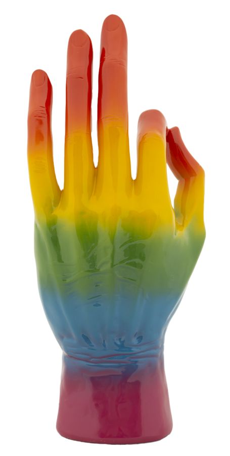 Szívárvány színes OK kéz figura 16X10,5X36 cm Dekorációs figura Mauro Ferretti