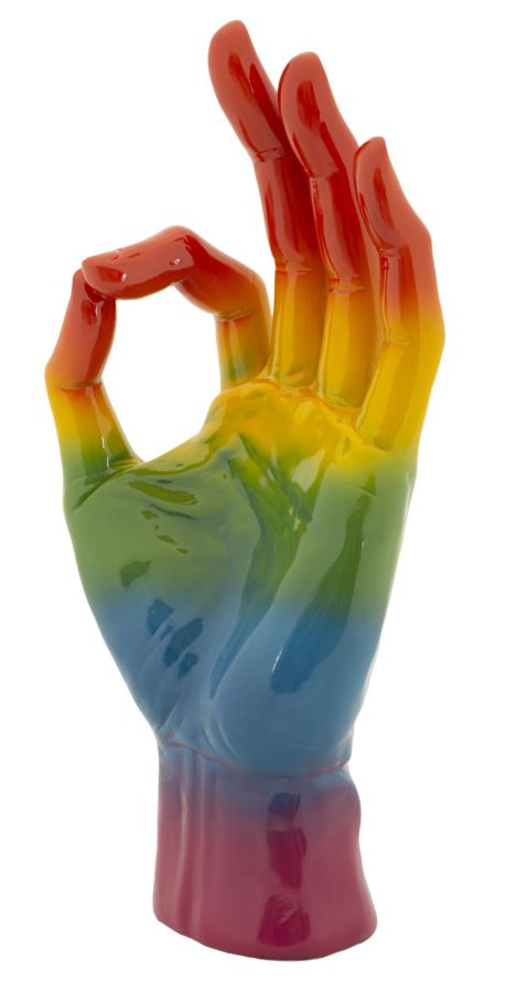 Szívárvány színes OK kéz figura 16X10,5X36 cm Dekorációs figura Mauro Ferretti