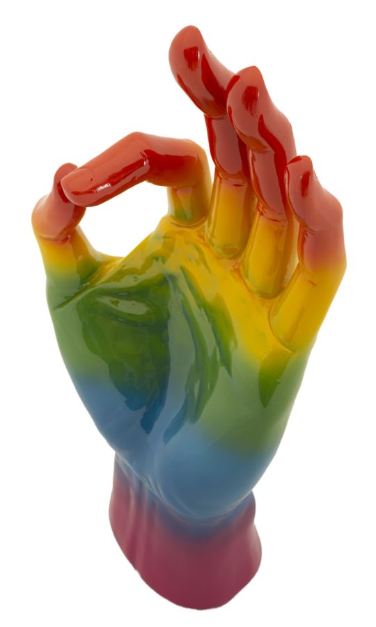 Szívárvány színes OK kéz figura 16X10,5X36 cm Dekorációs figura Mauro Ferretti
