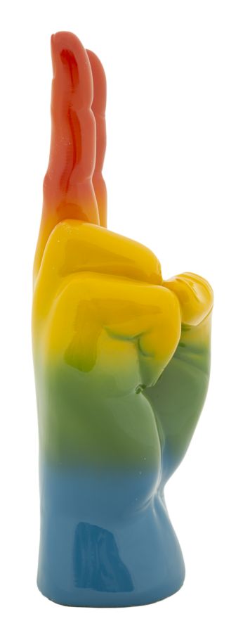 Szívárvány színes Béke kéz figura 16X13X36,5 cm Dekorációs figura Mauro Ferretti