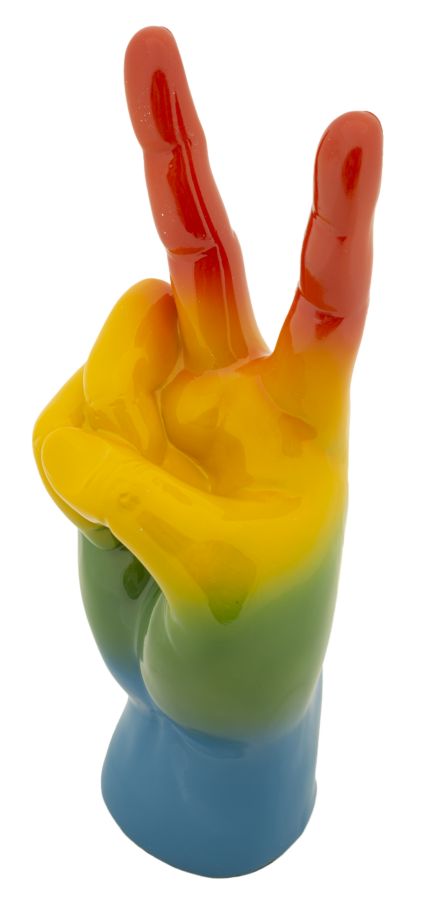 Szívárvány színes Béke kéz figura 16X13X36,5 cm Dekorációs figura Mauro Ferretti