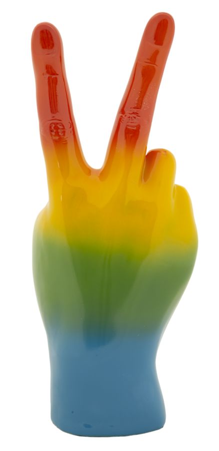 Szívárvány színes Béke kéz figura 16X13X36,5 cm Dekorációs figura Mauro Ferretti