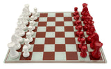Classic Chess – piros-fehér sakk készlet üveg táblával 61X61X14 cm Dekorációs figura Mauro Ferretti
