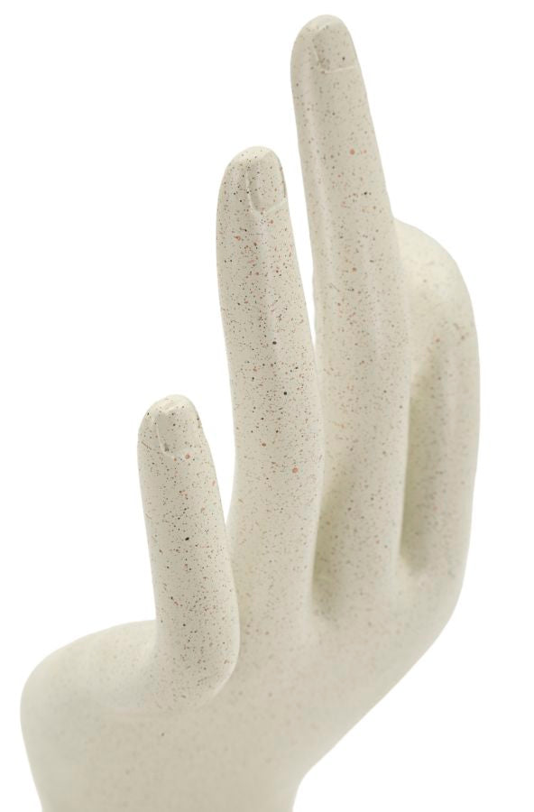 OKÉ – modern kéz szobor bézs kőhatással 14X10X24 cm Dekorációs figura Mauro Ferretti