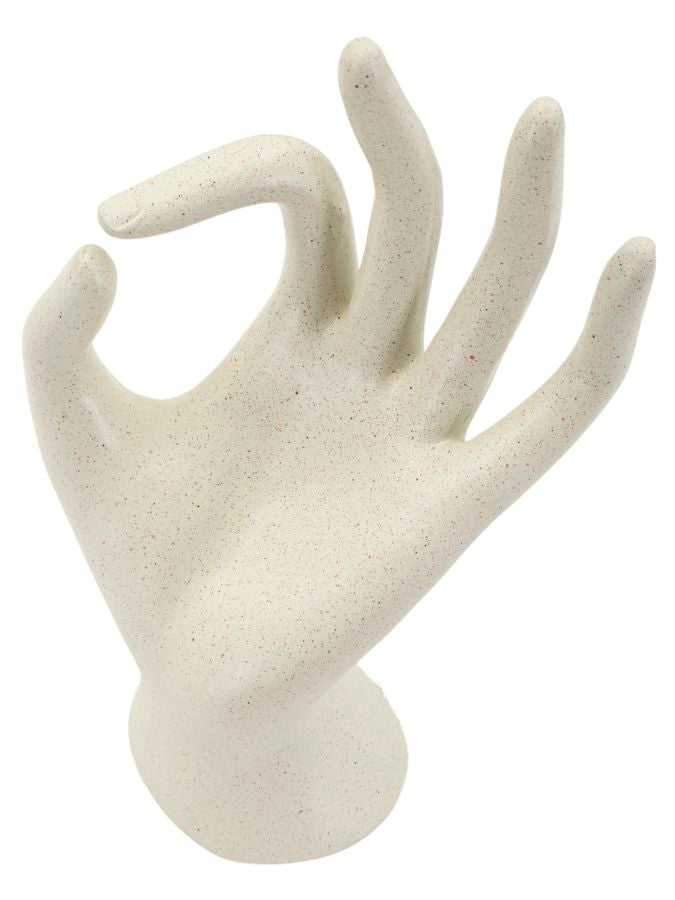 OKÉ – modern kéz szobor bézs kőhatással 14X10X24 cm Dekorációs figura Mauro Ferretti