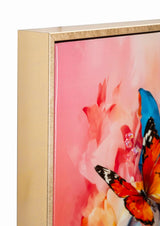 Modern vászonkép színes női portré pillangókkal és virágokkal 62X4X92