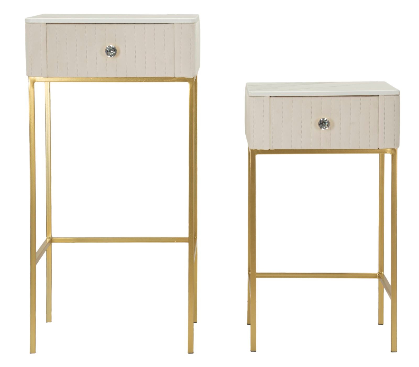 Arany színű kisasztal készlet – 2 db fiókos – kortárs