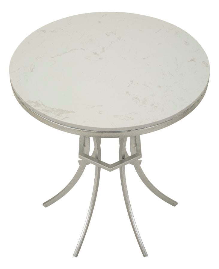 Celeste ezüst márvány lerakóasztal – modern fém asztal Ø56 cm Modern lerakóasztal Mauro Ferretti