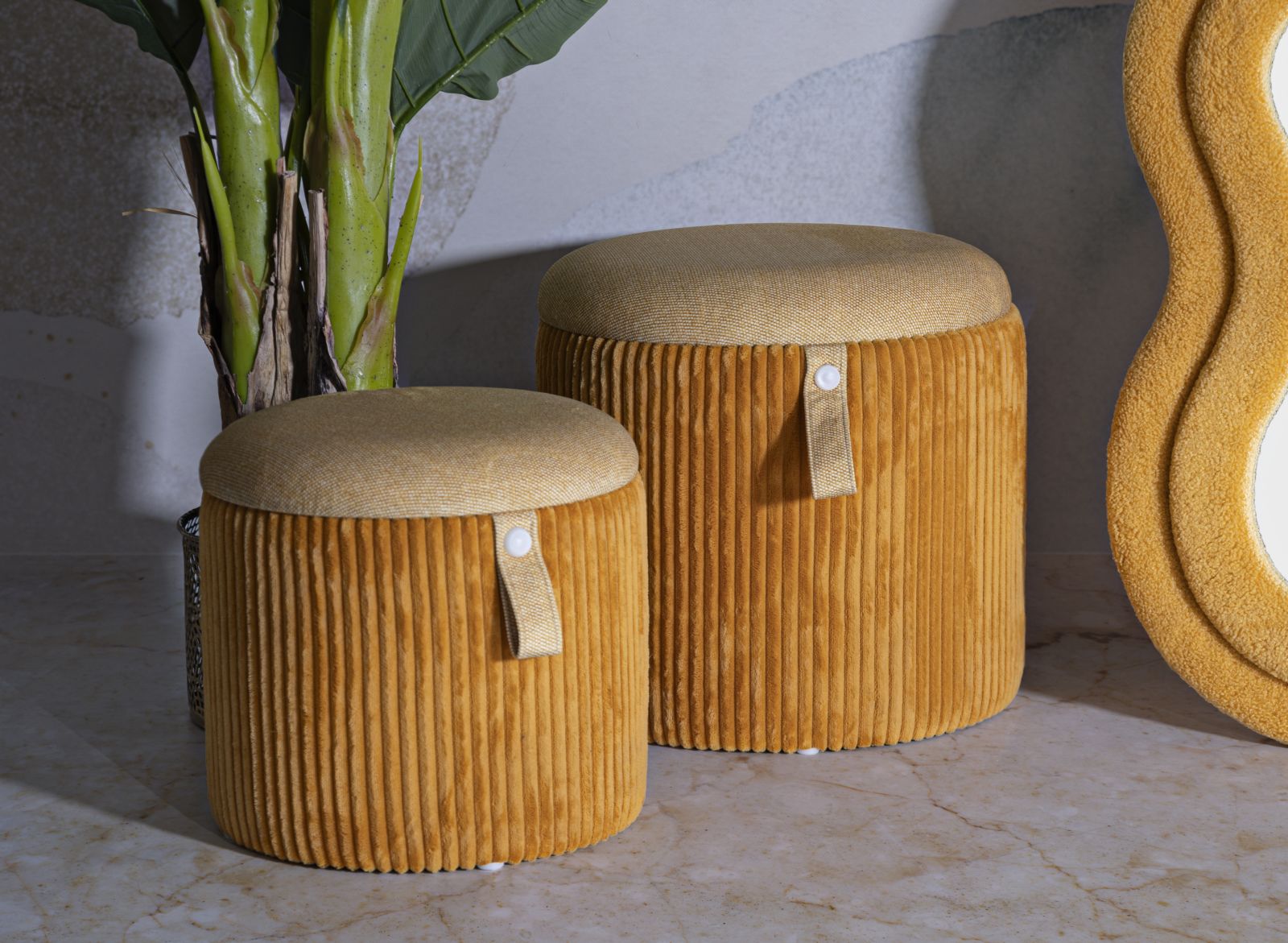 tárolós puff készlet – 2 db – Mustársárga