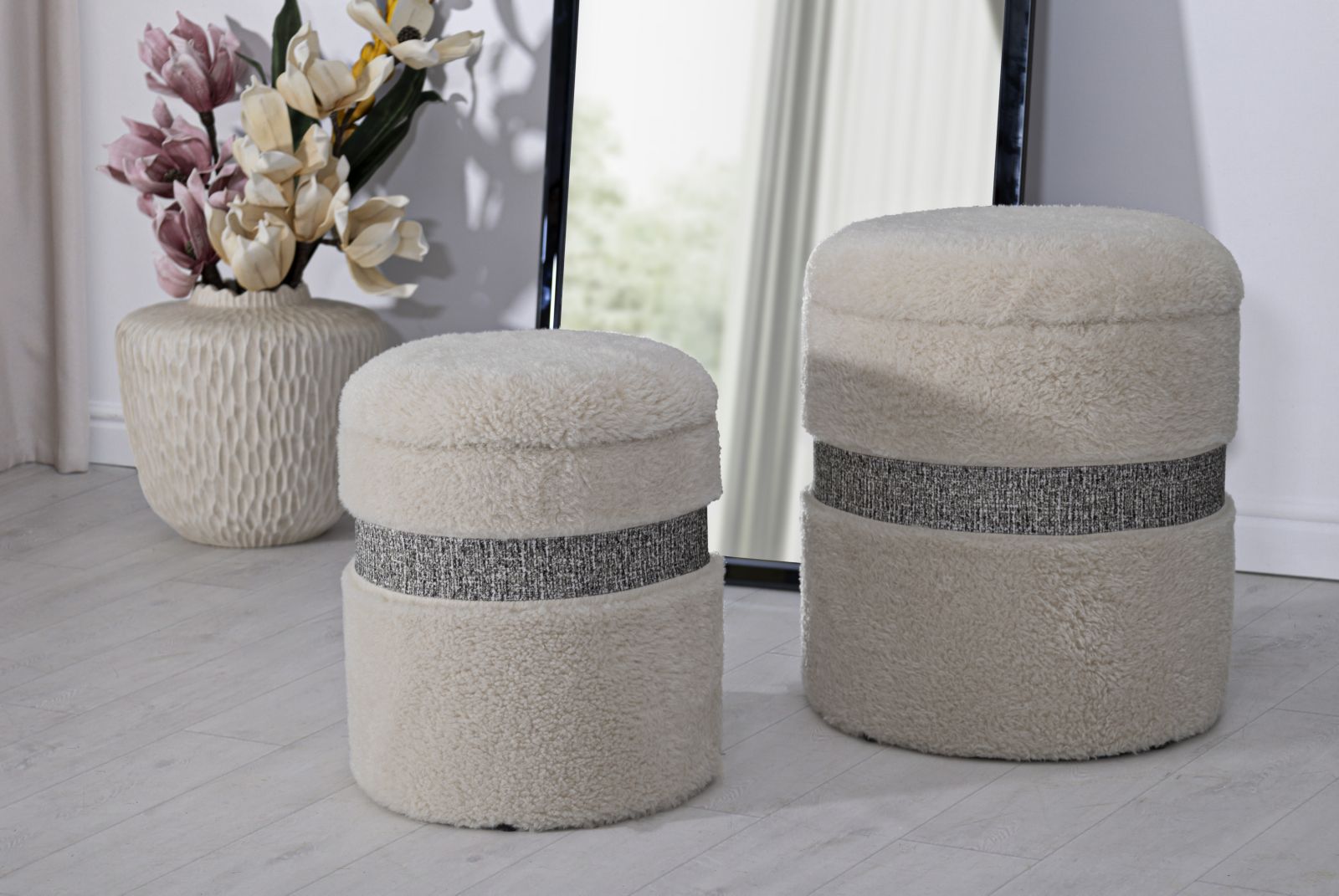 krém színű puff készlet – 2 db – Saint-Moritz