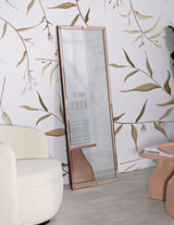 Modern fali tükör BERLIN Rózsaszín 55X2X150 ( belső tükör mérete 49X143,5) cm Fali tükör Mauro Ferretti