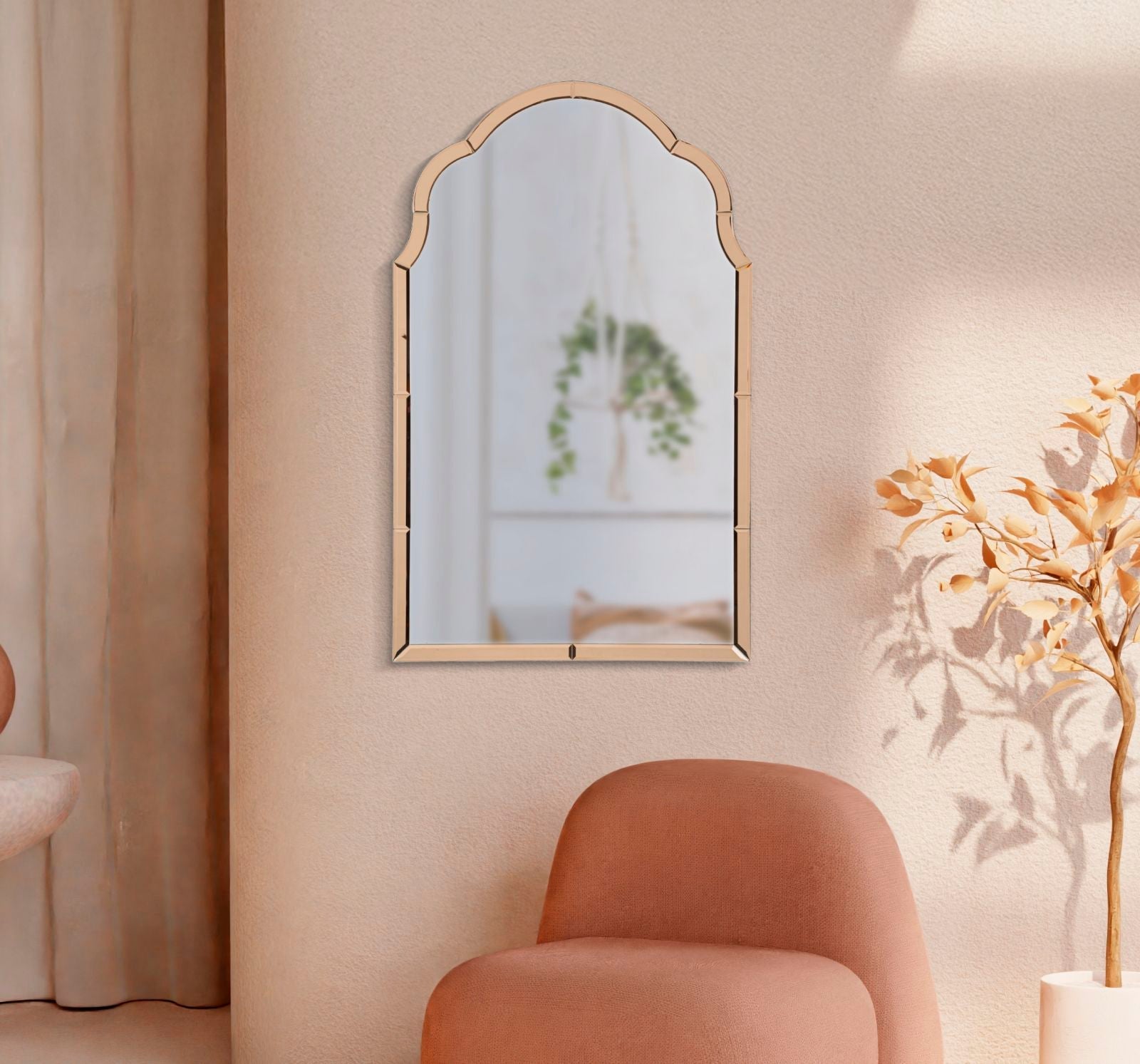 TANGIER Modern fali tükör Rózsaszín 62X1X100 ( belső tükör mérete 55X94) cm Fali tükör Mauro Ferretti