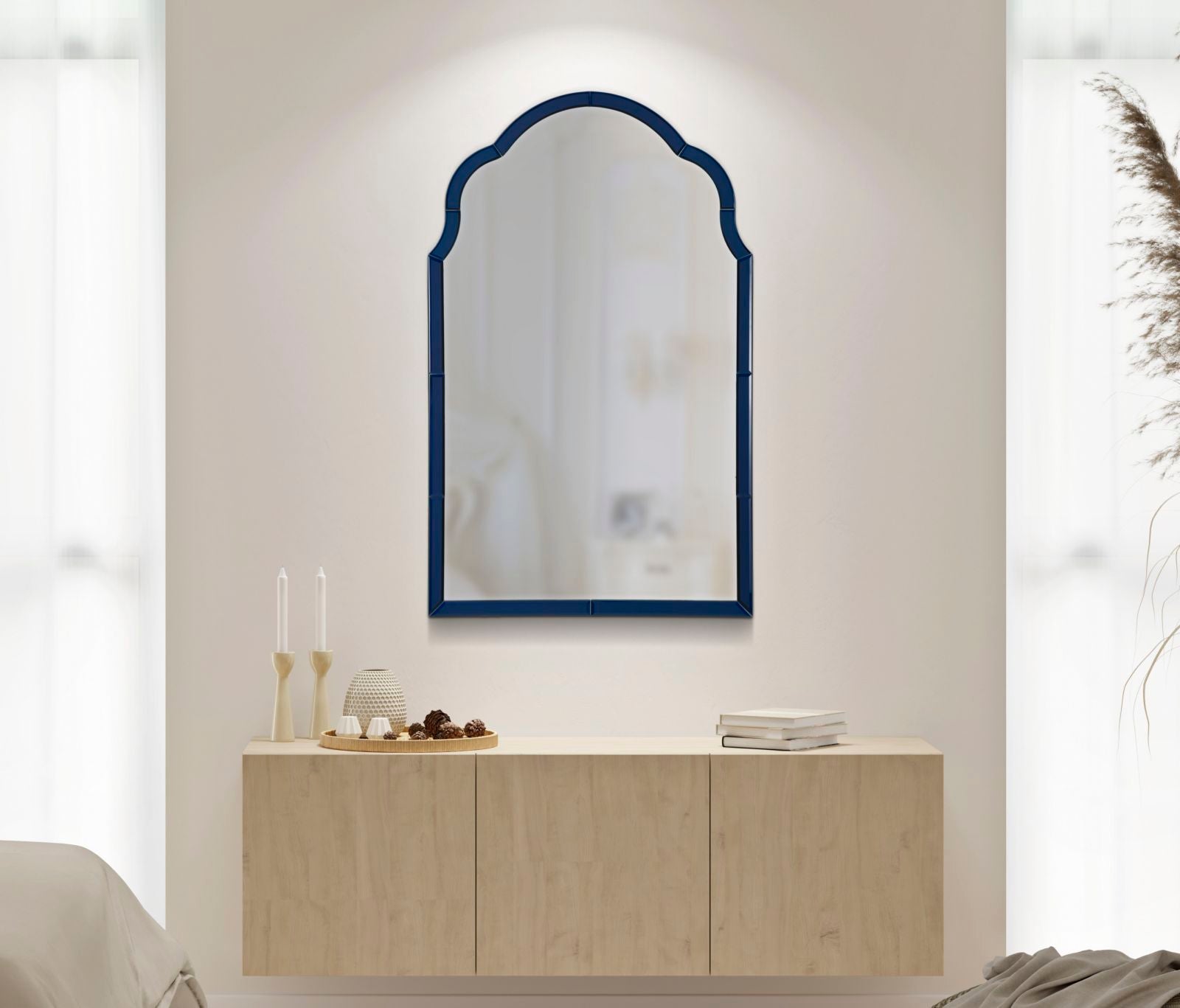 TANGIER kék Modern fali tükör 62x1x100 ( belső tükör mérete 55x94) cm Fali tükör Mauro Ferretti