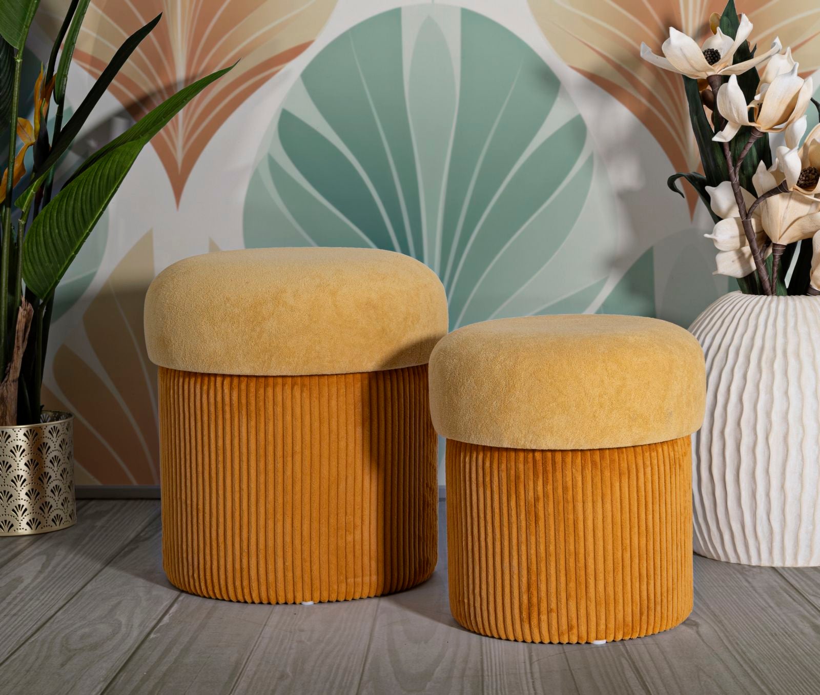 puff készlet – 2 db, mustársárga – Aspen