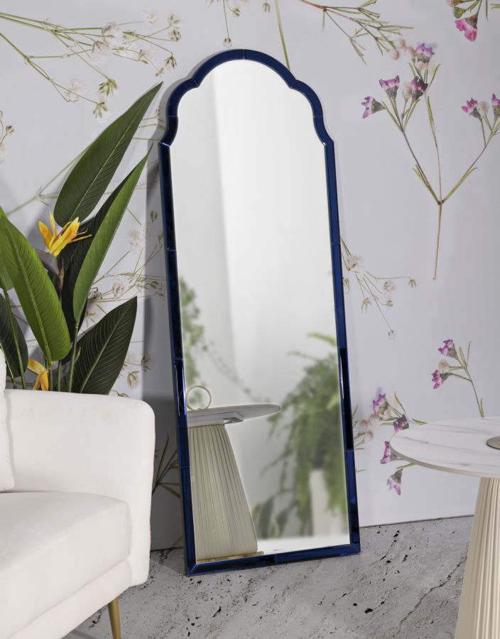 TANGIER kék Modern fali tükör 55X2X150 ( belső tükör mérete 49X144) cm Fali tükör Mauro Ferretti