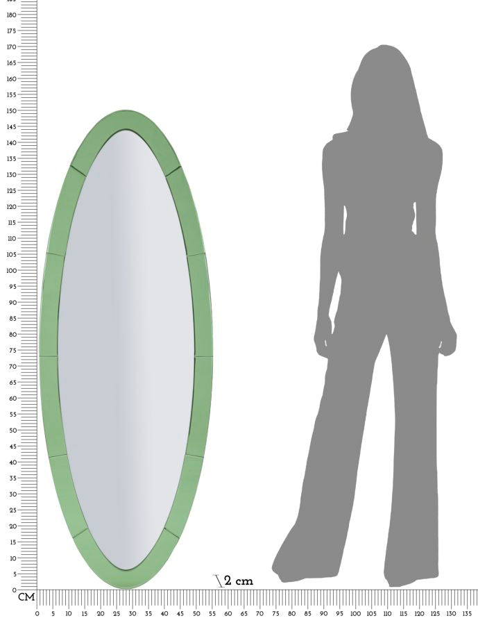 OSLO Modern fali tükör zöld 55X2X150 ( belső tükör mérete 42,5x137,5) cm Fali tükör Mauro Ferretti