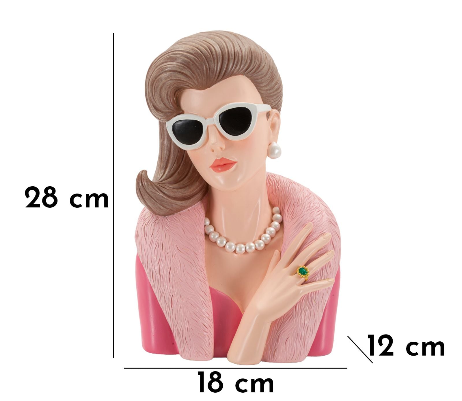 Vivienne Glam rózsaszín modern női mellszobor 18X12X28 cm Dekorációs figura Mauro Ferretti