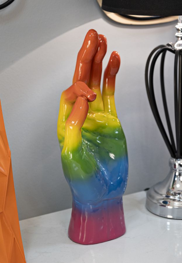 Szívárvány színes OK kéz figura 16X10,5X36 cm Dekorációs figura Mauro Ferretti