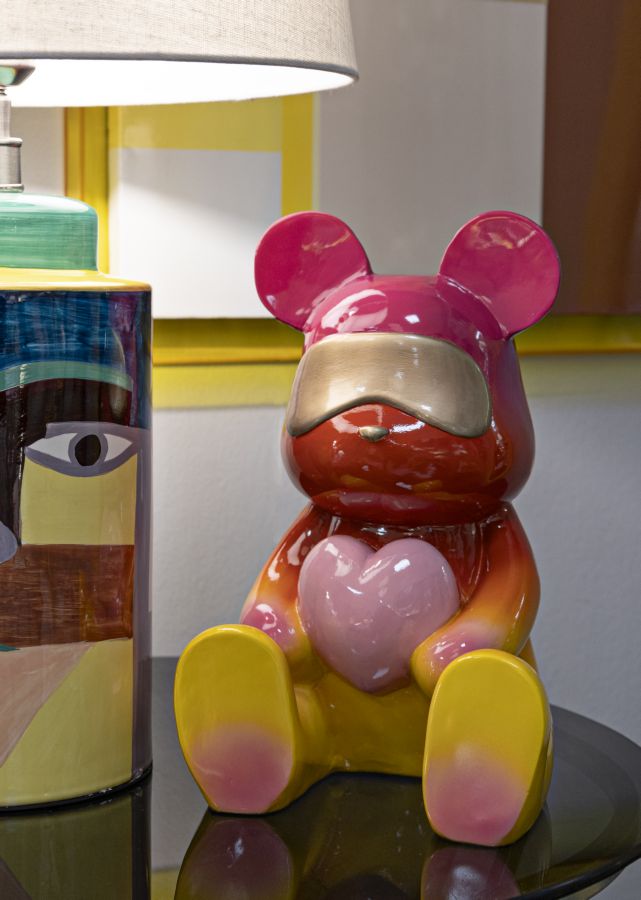 szivárvány maci szívvel dekor figura 21,5X20,5X32 cm Dekorációs figura Mauro Ferretti