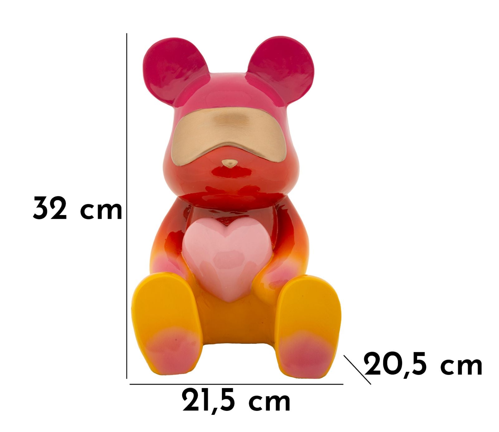 szivárvány maci szívvel dekor figura 21,5X20,5X32 cm Dekorációs figura Mauro Ferretti