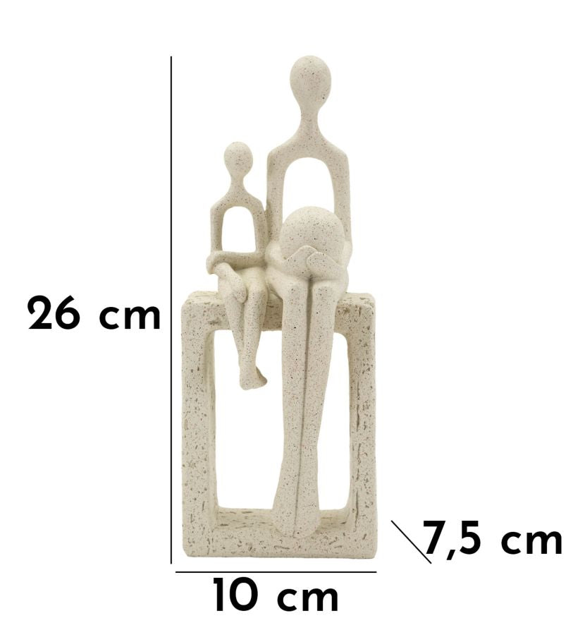 Harmony Family – modern családi szobor bézs színben 10X7,5X26 cm Dekorációs figura Mauro Ferretti