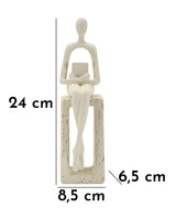 Reader – modern szobor könyvolvasó alak bézs színben 8,5 6,5 24 cm Dekorációs figura Mauro Ferretti