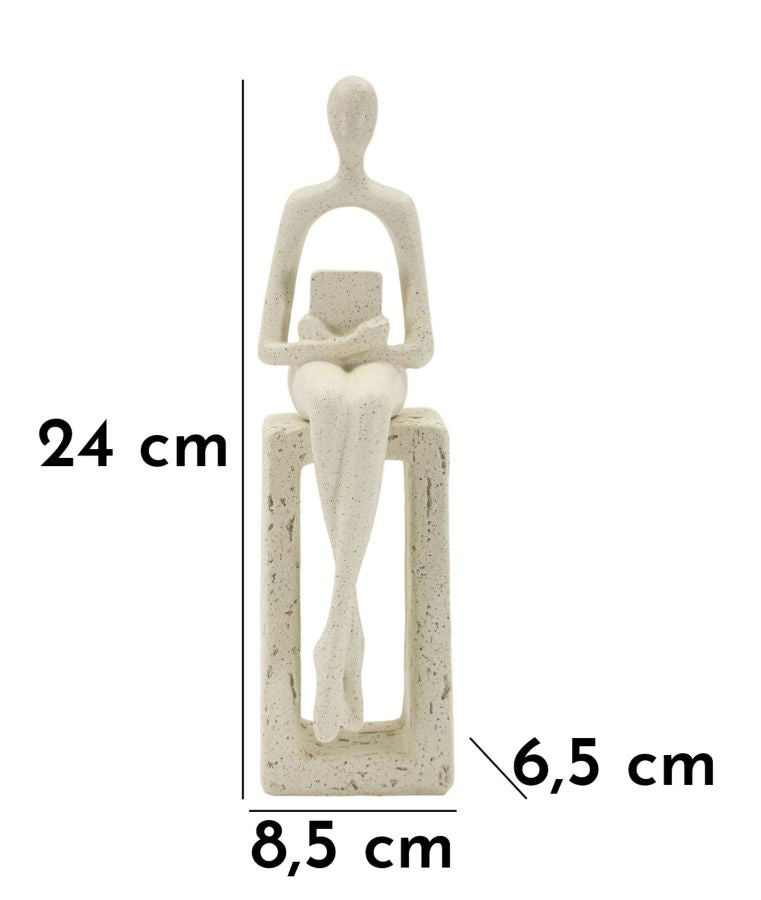 Reader – modern szobor könyvolvasó alak bézs színben 8,5 6,5 24 cm Dekorációs figura Mauro Ferretti