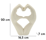 Amore – modern kéz szobor szív formával, bézs kőhatás 16,5X7X20 cm Dekorációs figura Mauro Ferretti