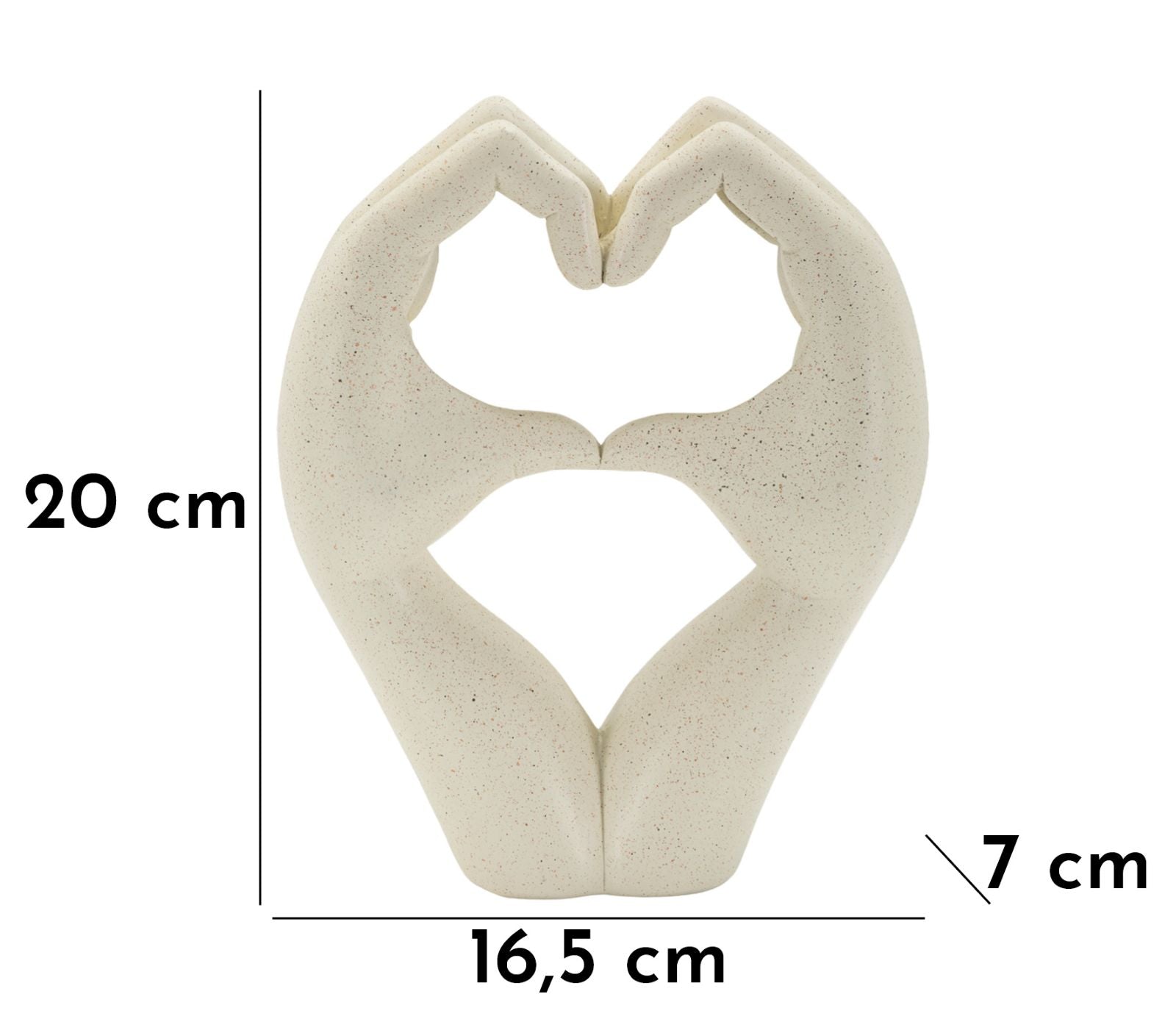 Amore – modern kéz szobor szív formával, bézs kőhatás 16,5X7X20 cm Dekorációs figura Mauro Ferretti