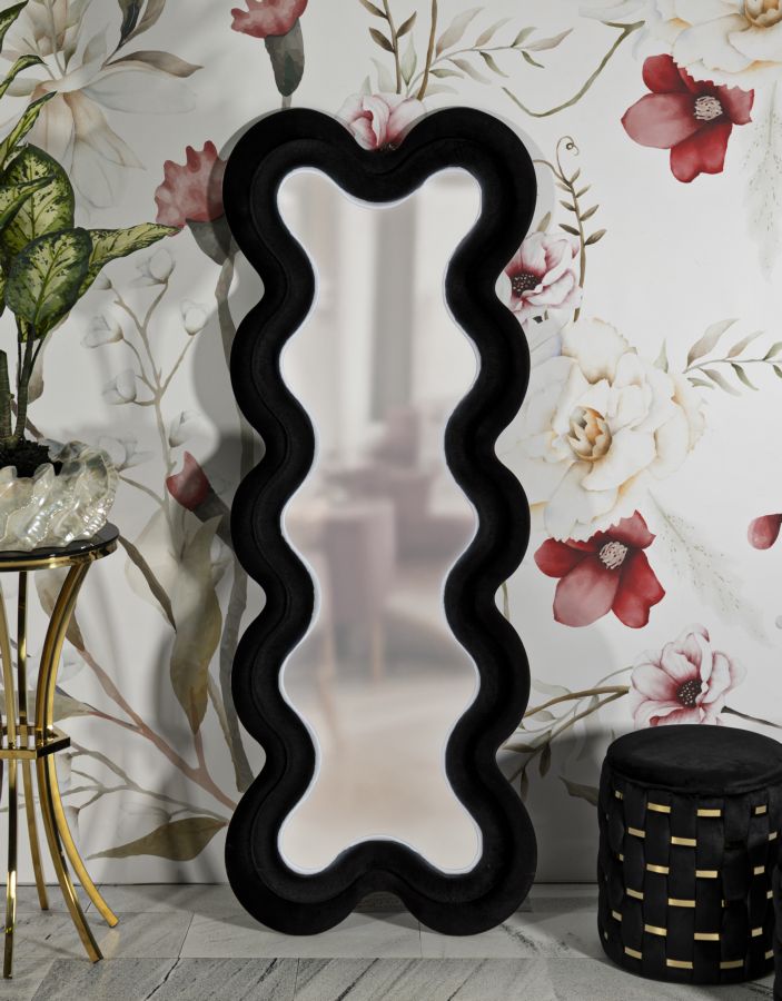 MONICA BLACK Modern fali tükör 58 4 160 ( belső tükör mérete 39 124) cm Fali tükör Mauro Ferretti