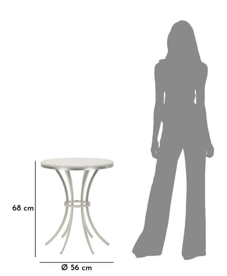 Celeste ezüst márvány lerakóasztal – modern fém asztal Ø56 cm Modern lerakóasztal Mauro Ferretti